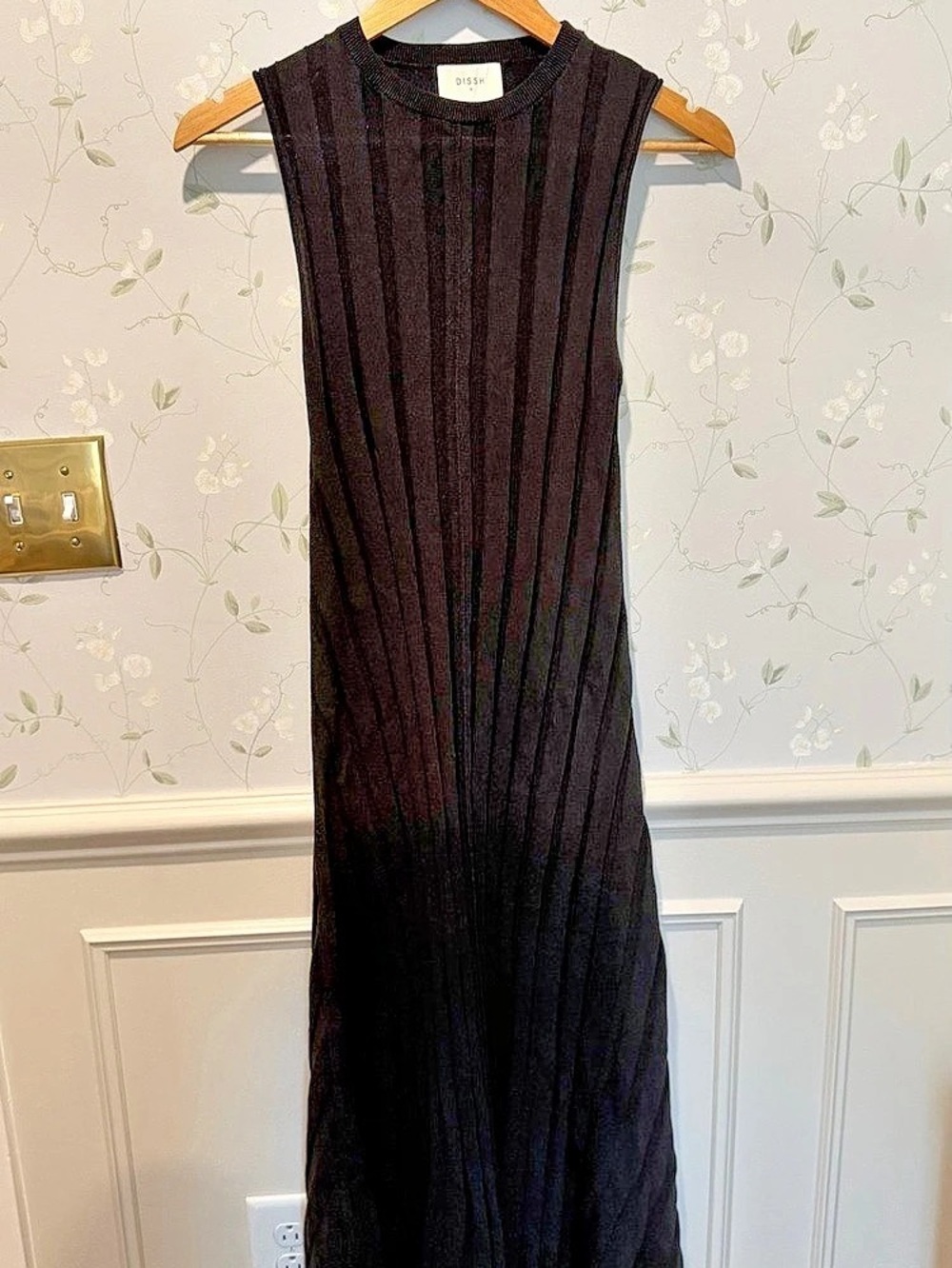 Dissh Eden Black Ribbed Knit Maxi Dress